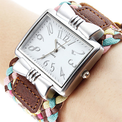 Женские аналоговые кварцевые наручные часы с ремешком из ткани и кожзама (разные цвета)