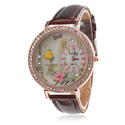Женские аналоговые кварцевые наручные часы с циферблатом и цветочным принтом (разные цвета)