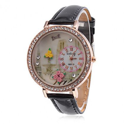 Женские аналоговые кварцевые наручные часы с циферблатом и цветочным принтом (разные цвета)