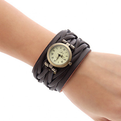 Женские аналоговые кварцевые винтажные наручные часы с ремешком из кожзама (разные цвета)