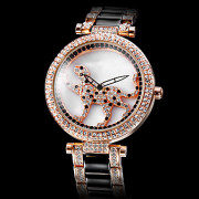 Женские бриллиант золото Leopard Pattern Керамические и стали аналоговые кварцевые наручные часы (разных цветов)