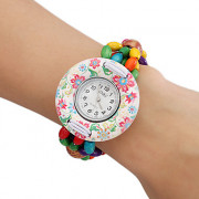Женские деревянные аналоговые кварцевые часы-браслет (разноцветные)