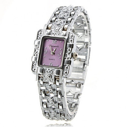 Женские кварцевые аналоговые часы-браслет из металлического сплава (серебристые)