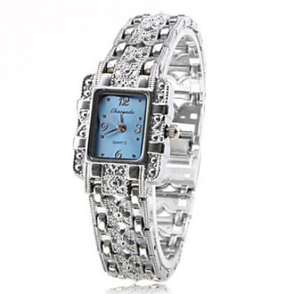 Женские кварцевые аналоговые часы-браслет из металлического сплава (серебристые)