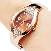 Женские кварцевые часы-браслет из металлического сплава (бронзовый цвет)