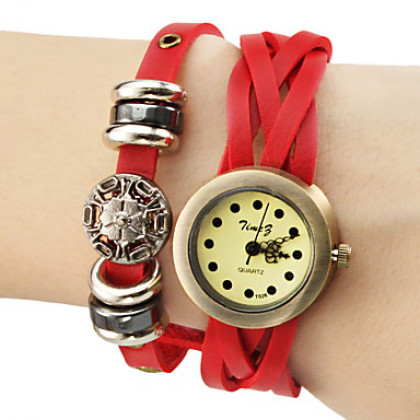 Женские кварцевые часы-браслет на ремешке из искусственной кожи. Цвета в ассортименте