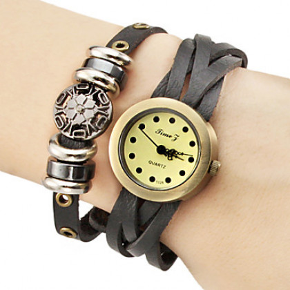 Женские кварцевые часы-браслет на ремешке из искусственной кожи. Цвета в ассортименте
