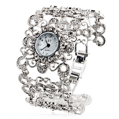 Женские кварцевые часы-браслет (серебристые)