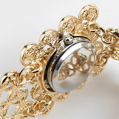 Женские кварцевые наручные часы-браслет на золотистом металлическом ремешке. Цвета в ассортименте.