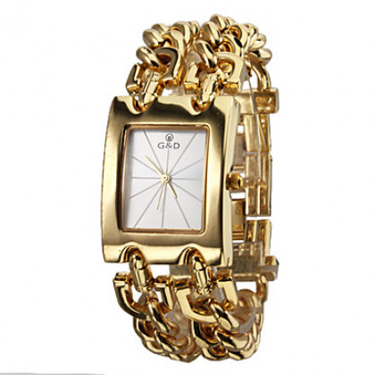 Женские кварцевые наручные часы-браслет в золотистом металическом корпусе. Цвета в ассортименте