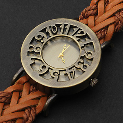 Женские кварцевые наручные часы на плетеном ремешке из ткани и искусственной кожи. Цвета в ассортименте