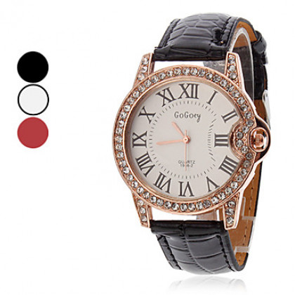 Женские наручные стиль PU Аналоговые кварцевые часы (разных цветов)