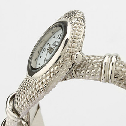 Женские серебряные змеи сплава типа кварцевые аналоговые часы браслет