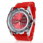 Женские силиконовой лентой Аналоговые кварцевые наручные спортивные часы (Красный)