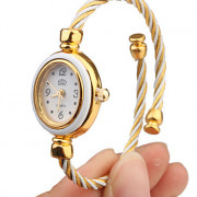 Женские стальной проволоки Стиль Кварцевые аналоговые часы браслет (золото)