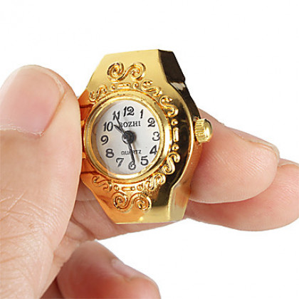 Женские золотые крышки цветка сплава кольцо Кварцевые часы