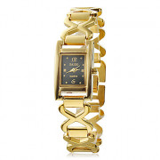 Женские золотые стальной ленты Аналоговые кварцевые часы браслет (золотое кольцо)