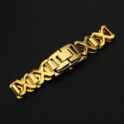 Женские золотые стальной ленты Аналоговые кварцевые часы браслет (золотое кольцо)