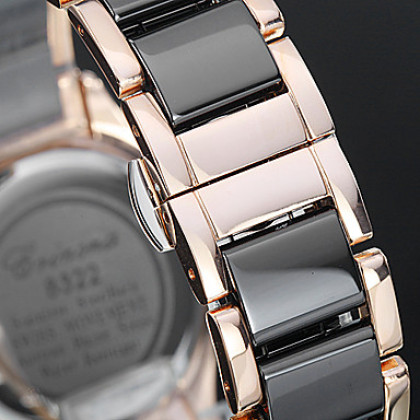 Женские золото Циферблат Керамические и стали аналоговые кварцевые наручные часы (разных цветов)