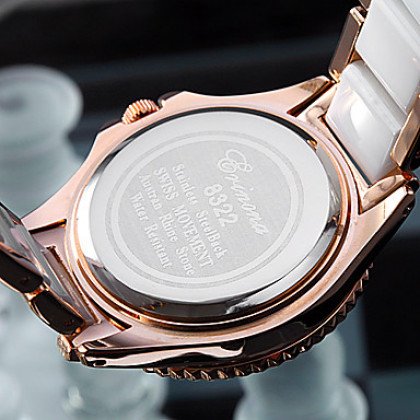 Женские золото Циферблат Керамические и стали аналоговые кварцевые наручные часы (разных цветов)