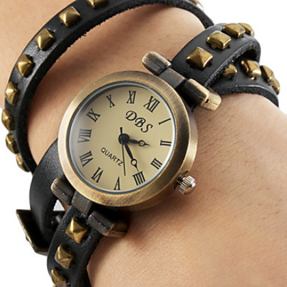 Женский аналоговые кварцевые наручные часы-браслет с ремешком из кожзама (зеленые)