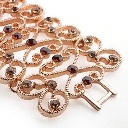женский браслет сплава аналоговых кварцевых оранжевый алмаз Чехии часы (золотой)