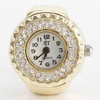женский золотой сплав стиля аналоговые кварцевые часы кольцо (золото)