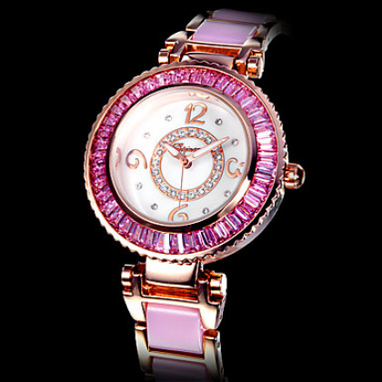 Жеснкие аналоговые кварцевые наручные часы с керамическим браслетом &quot;под розовое золото&quot; (разные цвета)
