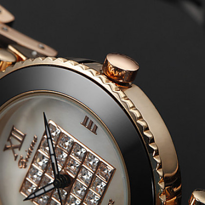 Золото площади Женские ромба Керамические ремешок аналоговые кварцевые наручные часы (разных цветов)