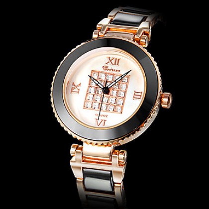 Золото площади Женские ромба Керамические ремешок аналоговые кварцевые наручные часы (разных цветов)