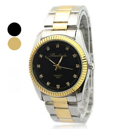 Золотой стальной ленты аналогового кварцевые наручные часы для мужчин с кристаллом оформлен циферблат