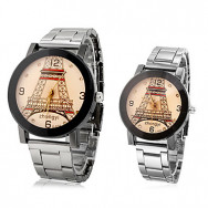 Эйфелева пары башня шаблон стали Кварцевые наручные часы Аналоговые (разные цвета Dial)