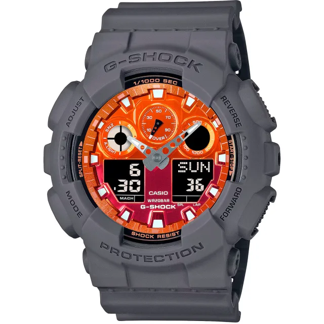Японские наручные мужские часы Casio GA-100FL-8A. Коллекция G-Shock